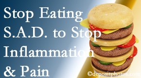 Williamson chiropractic patients do well to avoid the S.A.D. diet to reduce inflammation and pain.