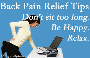 Apple Country Chiropractic reminds you to not sit too long to keep back pain at bay!