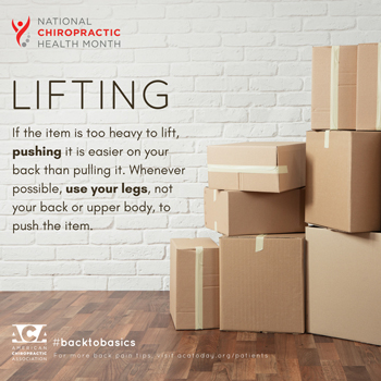 Apple Country Chiropractic advises lifting with your legs.