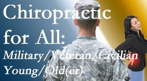 Apple Country Chiropractic provides back pain relief to civilian and military/veteran sufferers and young and old sufferers alike!