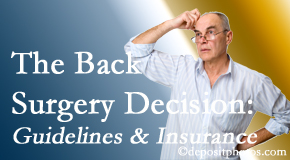 Apple Country Chiropractic realizes that back pain sufferers may choose their back pain treatment option based on insurance coverage. If insurance pays for back surgery, will you choose that? 