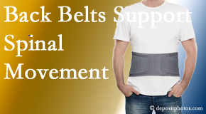 Apple Country Chiropractic offers backing for the benefit of back belts for back pain sufferers as they resume activities of daily living.