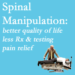 The Williamson chiropractic care provides spinal manipulation which research is describing as beneficial for pain relief, better quality of life, and decreased risk of prescription medication use and excess testing.