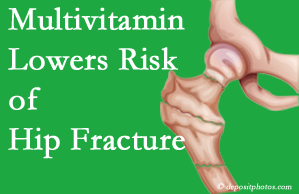 Williamson hip fracture risk is decreased by multivitamin supplementation.