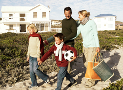 Picture of a family walking in the sun